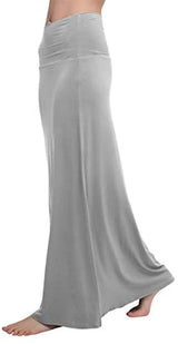 Urban CoCo Women's Stylish Spandex Comfy Fold-Over Flare Long Maxi Skirt at Amazon Womenâs Clothing store