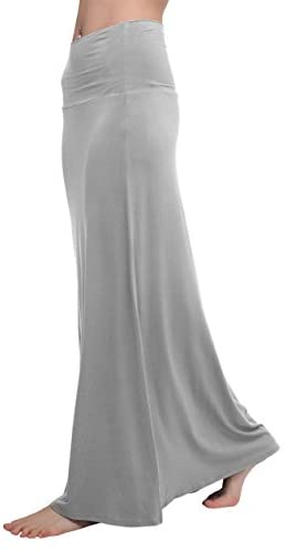 Urban CoCo Women's Stylish Spandex Comfy Fold-Over Flare Long Maxi Skirt at Amazon Womenâs Clothing store