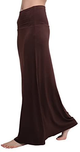 Urban CoCo Women's Stylish Spandex Comfy Fold-Over Flare Long Maxi Skirt at Amazon Womenâs Clothing store