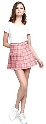 Fashion World Women High-Waist Pleated Mini Skirt with Soft Underneath,Blue Large: Clothing