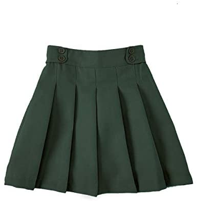 unik Girl Pleated Uniform Skirt Scooter Size 5-16 Navy Khaki Plaid (Hunter Green, 5): Clothing