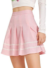 Milumia Women A line Pleated Skater Skirts Cheerleader High Waist Plaid Flared: Clothing