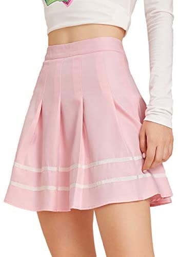 Milumia Women A line Pleated Skater Skirts Cheerleader High Waist Plaid Flared: Clothing