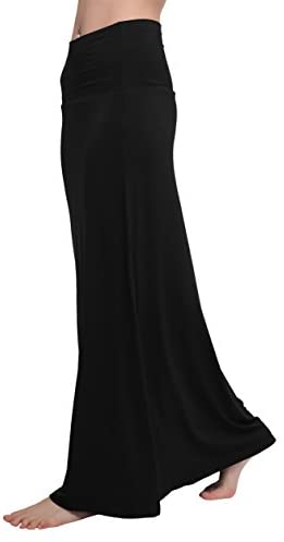 Urban CoCo Women's Stylish Spandex Comfy Fold-Over Flare Long Maxi Skirt at Amazon Womenâs Clothing store