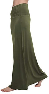 Urban CoCo Women's Stylish Spandex Comfy Fold-Over Flare Long Maxi Skirt at Amazon Womenâs Clothing store