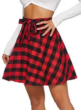 Milumia Women A line Pleated Skater Skirts Cheerleader High Waist Plaid Flared: Clothing