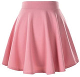 Urban CoCo Women's Basic Versatile Stretchy Flared Casual Mini Skater Skirt (X-Large, Pink) at Amazon Womenâs Clothing store