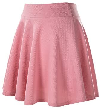 Urban CoCo Women's Basic Versatile Stretchy Flared Casual Mini Skater Skirt (X-Large, Pink) at Amazon Womenâs Clothing store