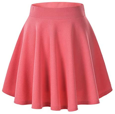 Urban CoCo Women's Basic Versatile Stretchy Flared Casual Mini Skater Skirt (X-Large, Pink) at Amazon Womenâs Clothing store