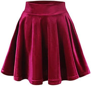 Urban CoCo Women's Vintage Velvet Stretchy Mini Flared Skater Skirt (L, Red) at Amazon Womenâs Clothing store