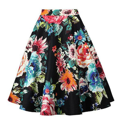 Skirts Women Retro High Waist Midi Skirt