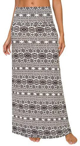 Urban CoCo Women's Stylish Spandex Comfy Fold-Over Flare Long Maxi Skirt at Amazon Womenâs Clothing store