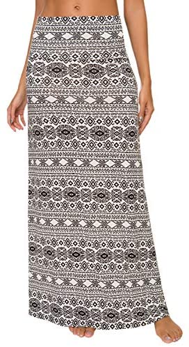Urban CoCo Women's Stylish Spandex Comfy Fold-Over Flare Long Maxi Skirt at Amazon Womenâs Clothing store