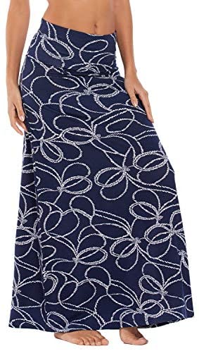 Urban CoCo Women's Stylish Spandex Comfy Fold-Over Flare Long Maxi Skirt at Amazon Womenâs Clothing store