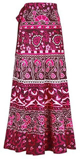 ForeMode Women Boho Print High Waist Side Wrap Bohemian Asymmetric Hem Maxi Long Skirt One Size (Green Print) at Amazon Womenâs Clothing store