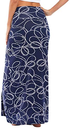 Urban CoCo Women's Stylish Spandex Comfy Fold-Over Flare Long Maxi Skirt at Amazon Womenâs Clothing store