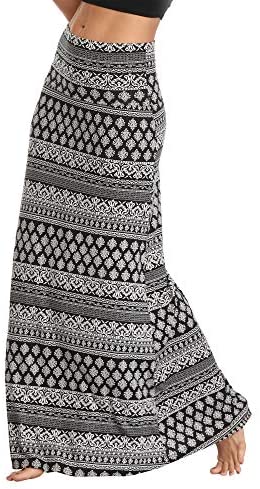 Urban CoCo Women's Stylish Spandex Comfy Fold-Over Flare Long Maxi Skirt at Amazon Womenâs Clothing store