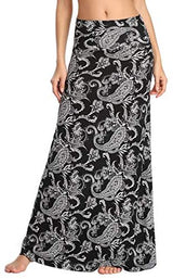 Urban CoCo Women's Stylish Spandex Comfy Fold-Over Flare Long Maxi Skirt at Amazon Womenâs Clothing store