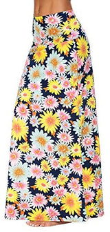 Urban CoCo Women's Stylish Spandex Comfy Fold-Over Flare Long Maxi Skirt at Amazon Womenâs Clothing store