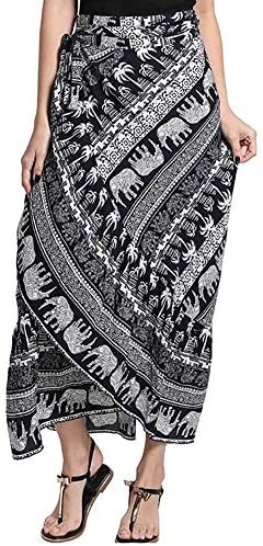 ForeMode Women Boho Print High Waist Side Wrap Bohemian Asymmetric Hem Maxi Long Skirt One Size (Green Print) at Amazon Womenâs Clothing store