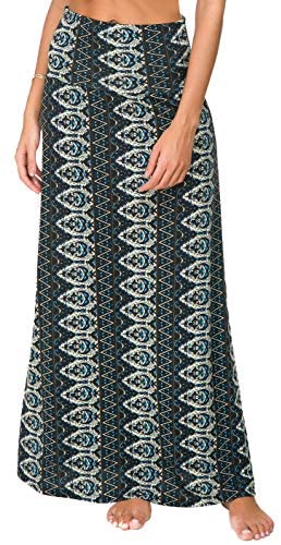 Urban CoCo Women's Stylish Spandex Comfy Fold-Over Flare Long Maxi Skirt at Amazon Womenâs Clothing store