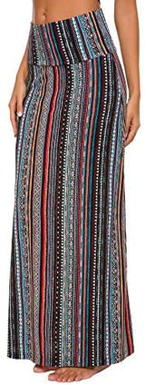 Urban CoCo Women's Stylish Spandex Comfy Fold-Over Flare Long Maxi Skirt at Amazon Womenâs Clothing store