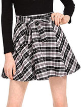 Milumia Women A line Pleated Skater Skirts Cheerleader High Waist Plaid Flared: Clothing
