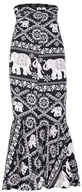 ForeMode Women Boho Print High Waist Side Wrap Bohemian Asymmetric Hem Maxi Long Skirt One Size (Green Print) at Amazon Womenâs Clothing store