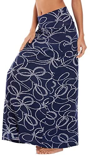 Urban CoCo Women's Stylish Spandex Comfy Fold-Over Flare Long Maxi Skirt at Amazon Womenâs Clothing store