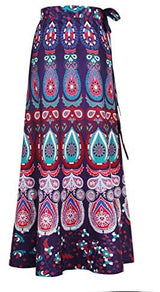 ForeMode Women Boho Print High Waist Side Wrap Bohemian Asymmetric Hem Maxi Long Skirt One Size (Green Print) at Amazon Womenâs Clothing store