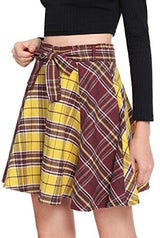 Milumia Women A line Pleated Skater Skirts Cheerleader High Waist Plaid Flared: Clothing