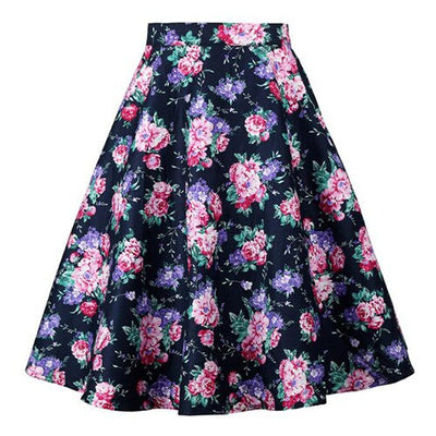 Skirts Women Retro High Waist Midi Skirt
