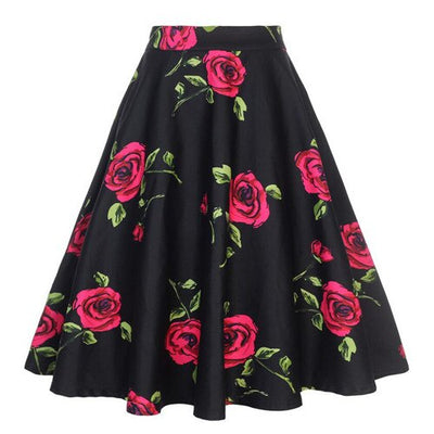 Skirts Women Retro High Waist Midi Skirt